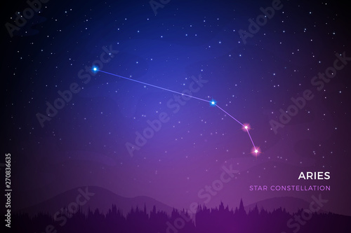 Aries star constellation on the beautiful night sky vector illustration