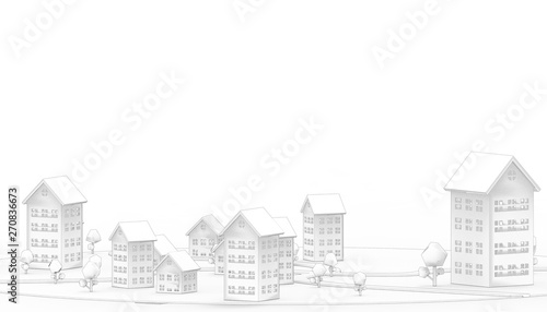 Housing Symbol and Community property business Concept Modern and contemporary on Black and White Background - 3d rendering