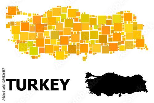 Gold Square Mosaic Map of Turkey