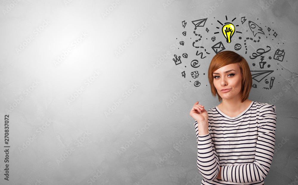 Business person looking for new idea with grey copy space
Business person looking for new idea with grey copy space