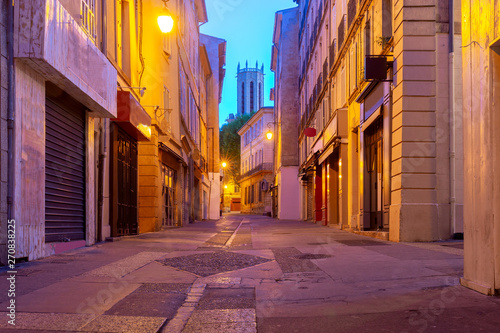 Aix-en-Provence. Old narrow street in the historic center of the city.