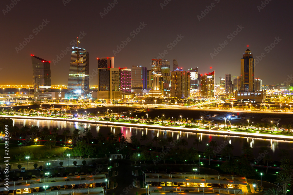 Doha, Qatar during night