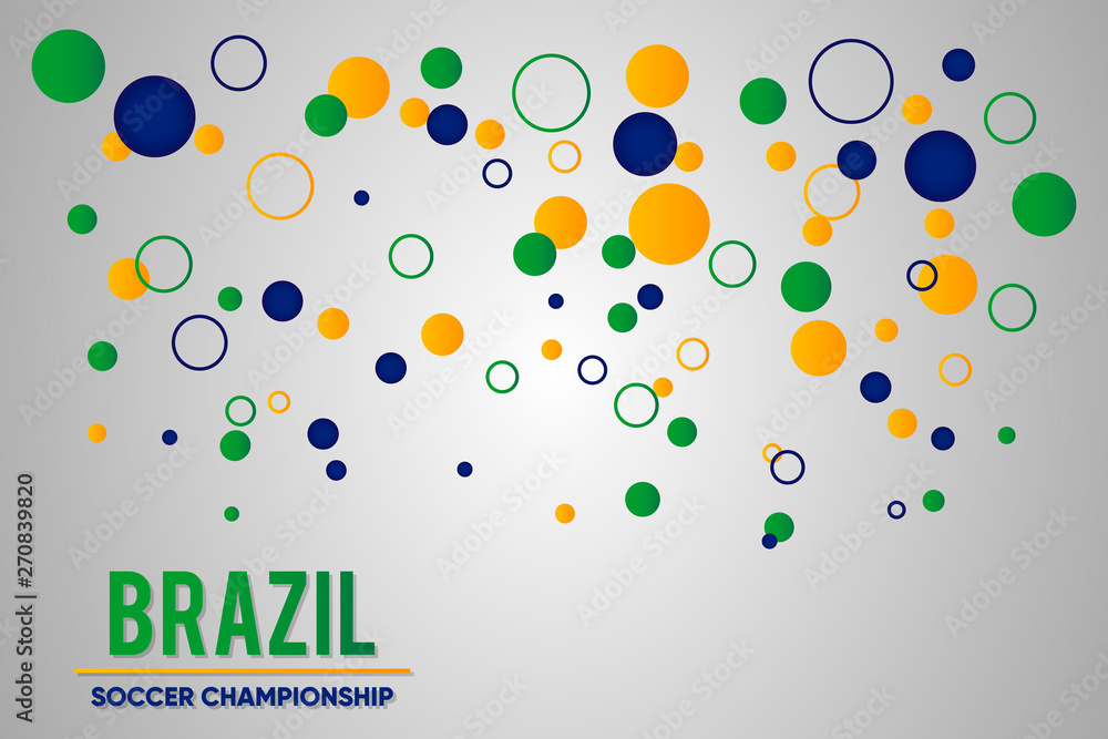 Background of circles in different sizes and Brazilian colors. Football Championship. Ready to use in presentations, social networks, banners, posters and flyers. Copa América 2019.