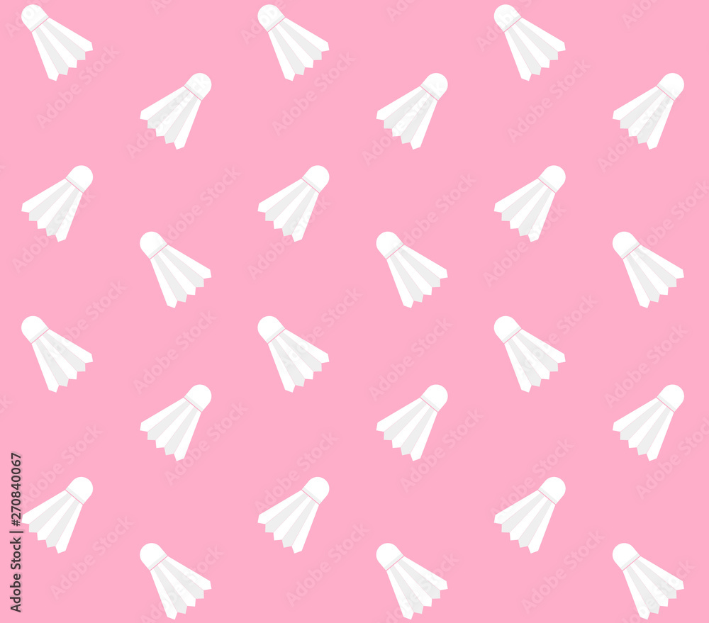 Vector seamless pattern of white badminton shuttlecock isolated on pastel pink background Vector seamless pattern of white badminton shuttlecock isolated on pastel pink background