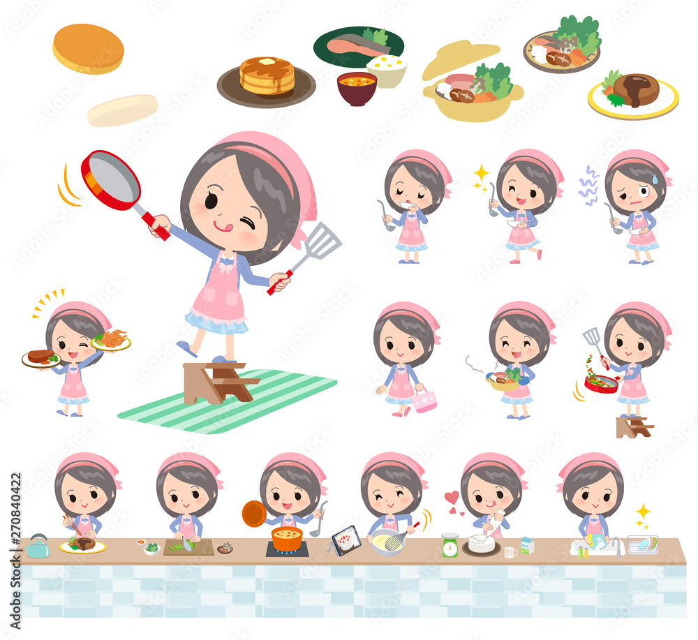 Blue clothing girl_cooking Blue clothing girl_cooking