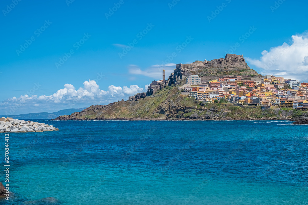 Harbor of Castelsardo, a gorgeous medieval village on a promontory in the gulf of Asinara dominated by a castle, Province of Sassari, Sardinia, Italy
