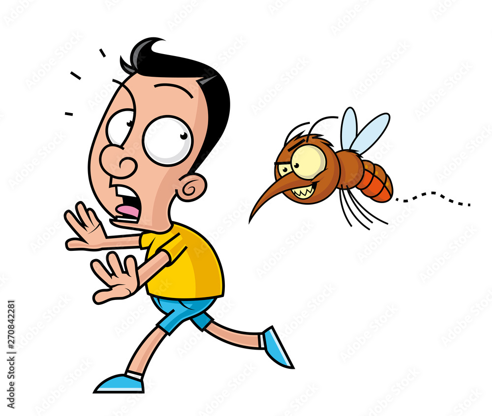 Big mosquito persecuting a running man vector de Stock | Adobe Stock