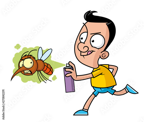 Killing the big mosquito with the insecticide spray