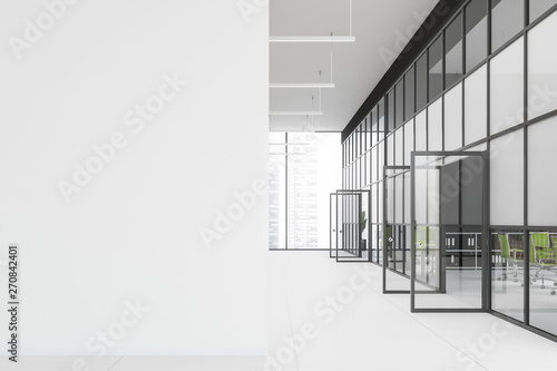 Empty office lobby with mock up wall