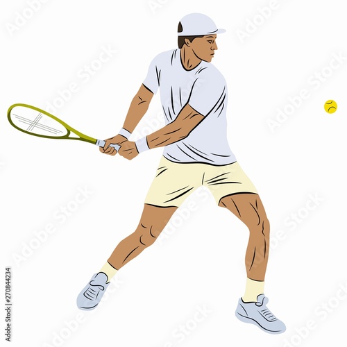 isolated illustration of a tennis player, vector draw