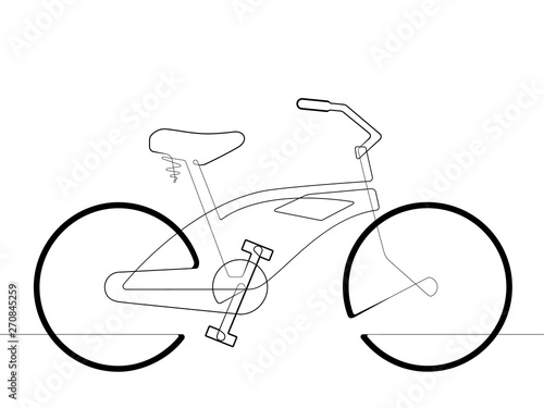 Beach Cruiser Bicycle Single Continuous Line Vector Graphic Illustration
