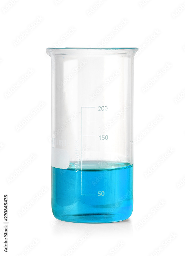 Flask with blue liquid isolated Flask with blue liquid isolated
