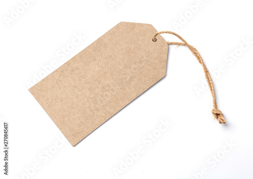 Blank brown cardboard price tag photo