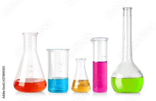 Flasks with colour liquid isolated