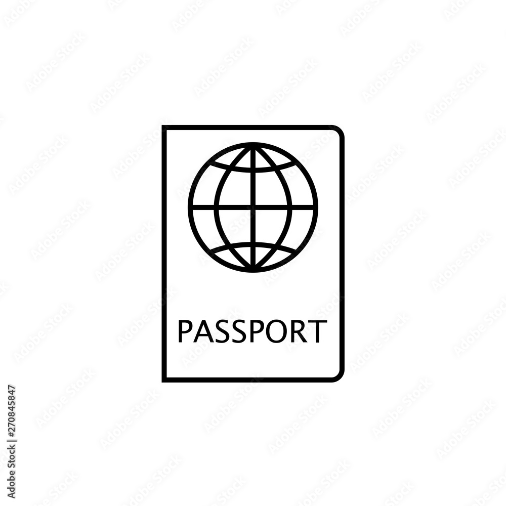 Passport icon. Stroke outline style. Vector. Isolate on white background. Passport icon. Stroke outline style. Vector. Isolate on white background.