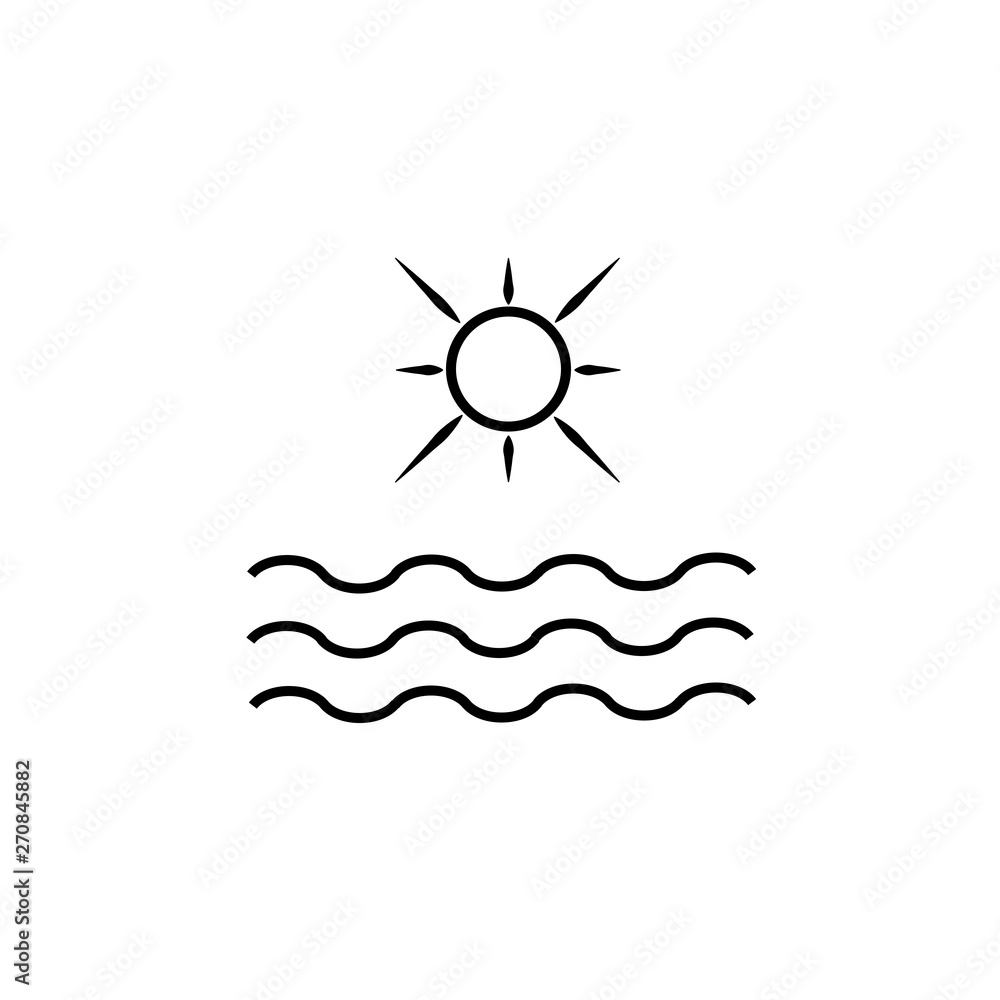 Sun and sea wave vector minimal icon - abstract sunset symbol Sun and sea wave vector minimal icon - abstract sunset symbol