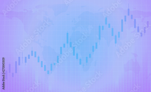 Chart of forex candles, stock market. Registration of trade on the stock exchange, advertising, banners. The candlestick chart is going up, a growing trend. Illustration.