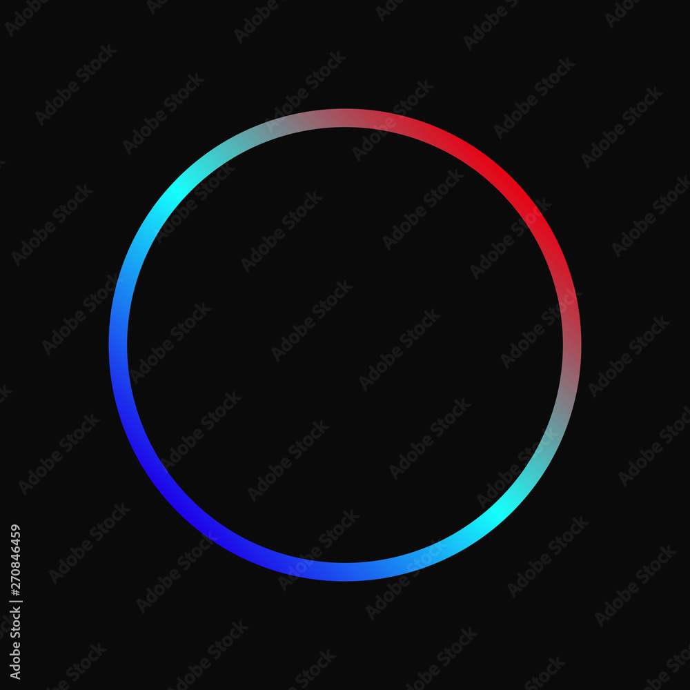 Multicolored circle on a black background. Brilliant stroke, decorative element, frame for design. Illustration.