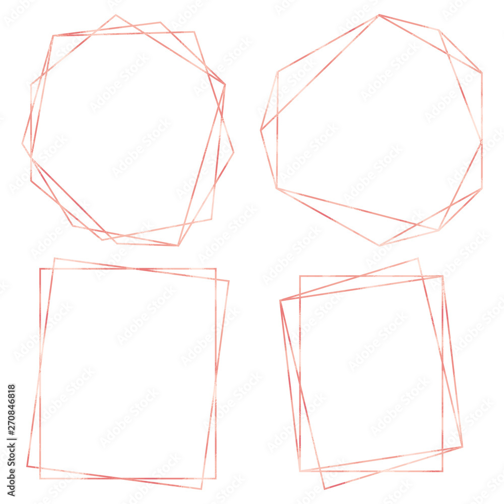 Obraz Geometryczne wielokątne ramki - zestaw 4 modnych ramek z miejscem na kopię