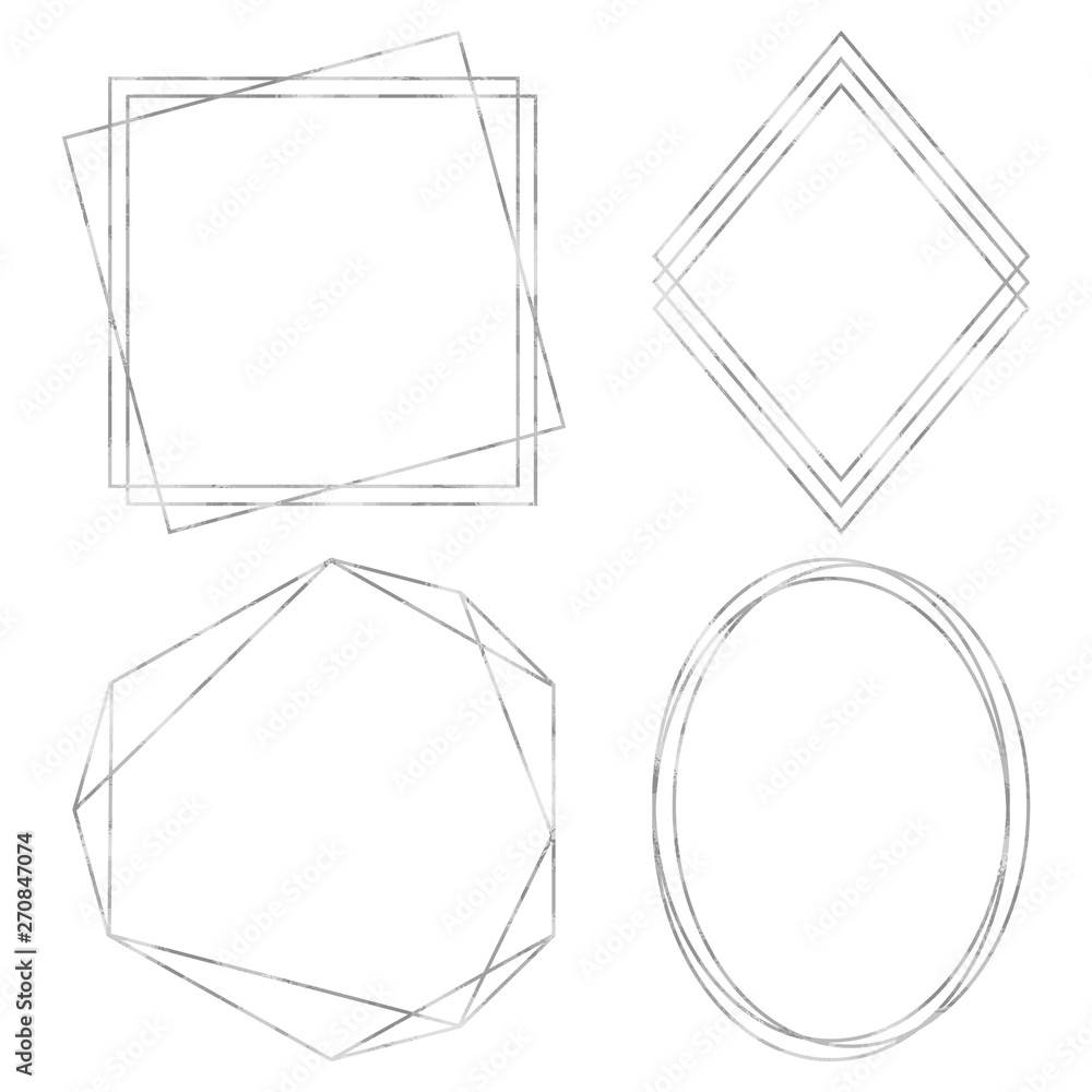 Obraz Geometryczne wielokątne ramki - zestaw 4 modnych ramek z miejscem na kopię