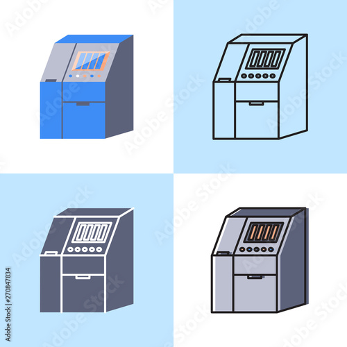 Sequenator machine icon set in flat and line style