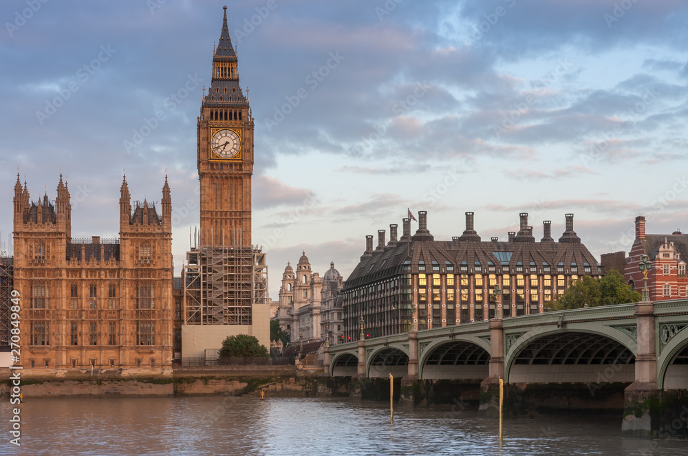 Fototapeta premium Pałac Westminsterski, Big Ben i most Westminster