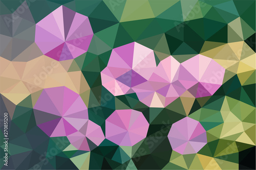  lilac flowers mosaic balls green background