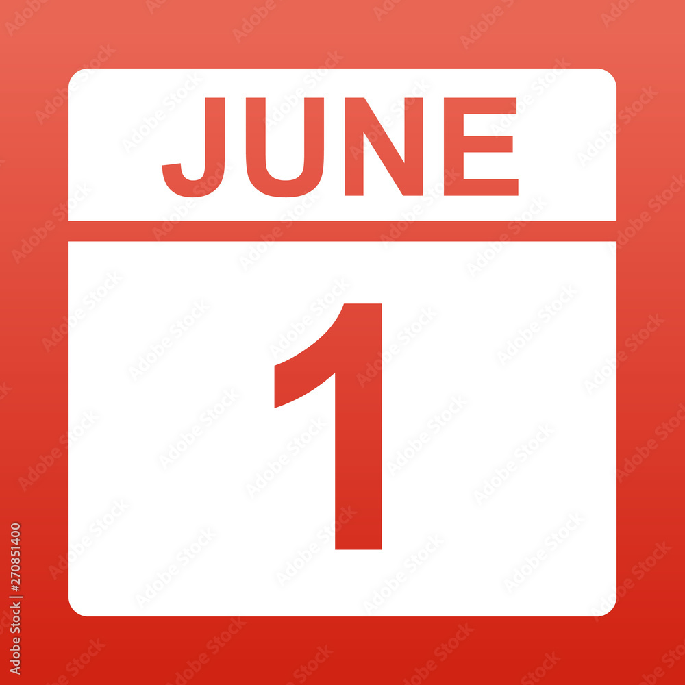 June 1. White calendar on a colored background. Day on the calendar. Illustration. June 1. White calendar on a colored background. Day on the calendar. Illustration.