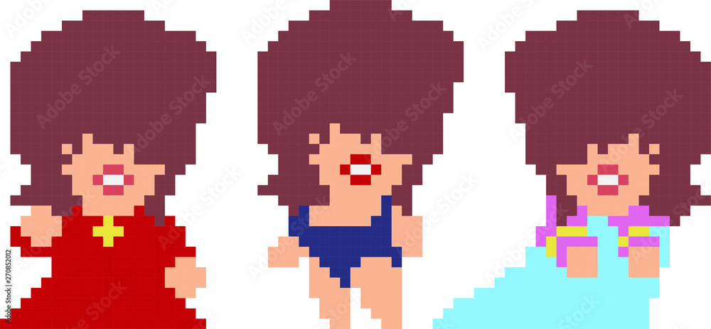 Fototapeta premium Set of pixel characters