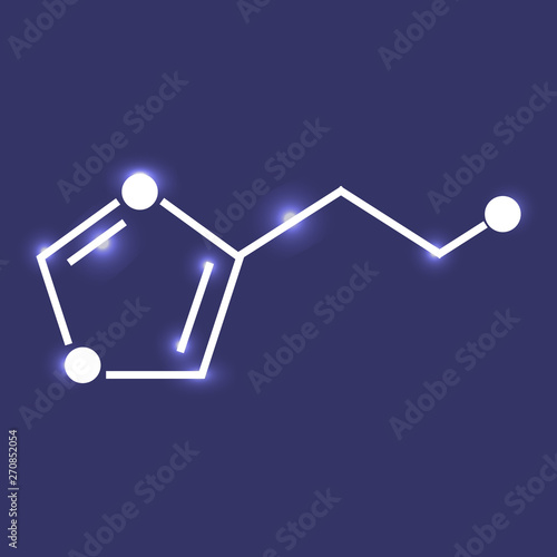 Histamine shining vector icon on blue bakground