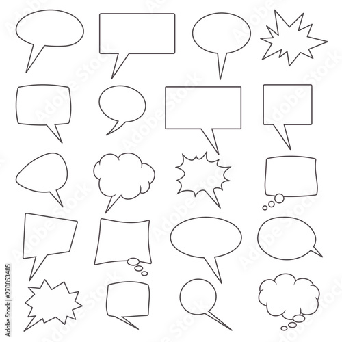 Vector collection of 20 different shaped comic speech bubbles