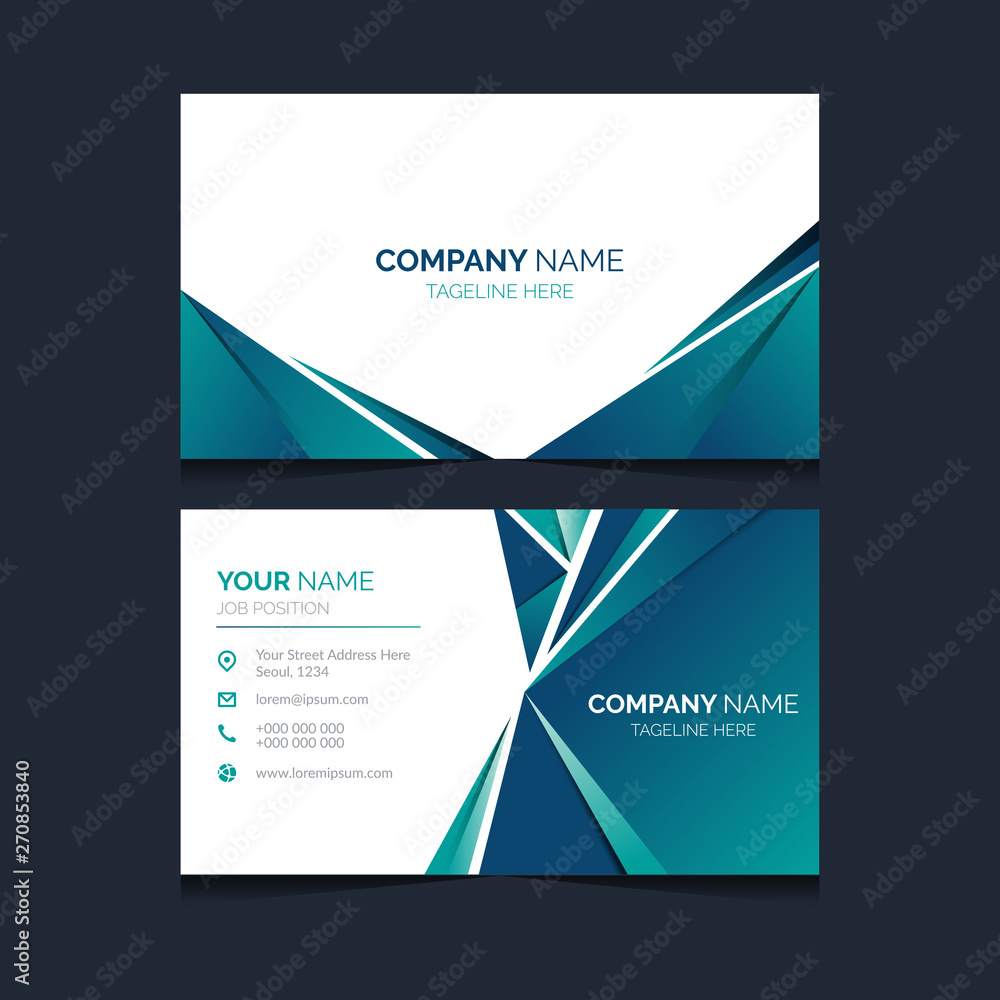 Fototapeta premium Modern business card template. Flat design vector abstract creative geometric background. Double sided design