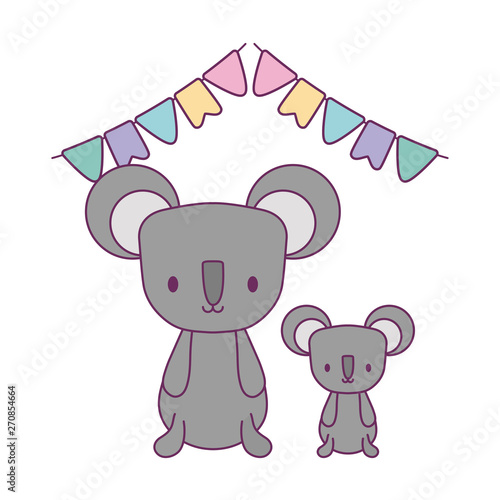 Photography cute koalas animals with garlands hanging