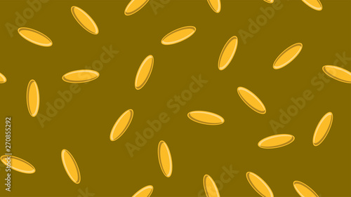 Seamless pattern texture of oval yellow medical pharmacetic pills capsule capsules with vitamins drugs fish oil omega-3 on a yellow background. Vector illustration