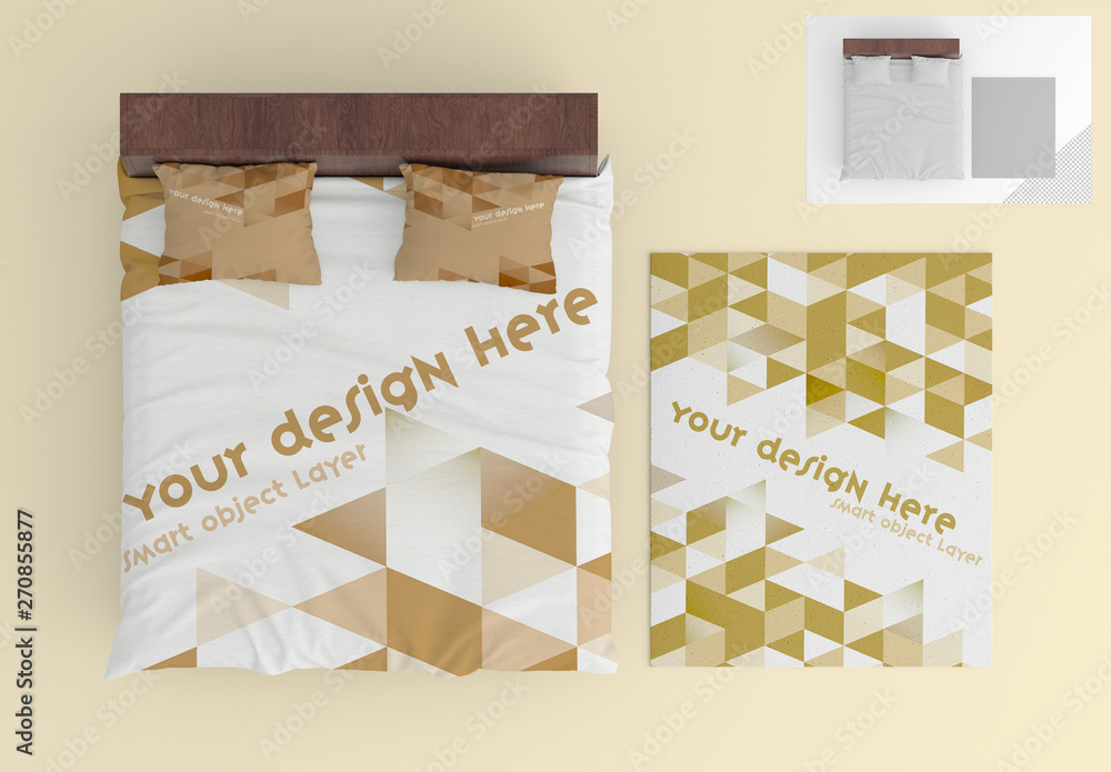 Bed Sheet and Pillow Set Mockup Stock Template Adobe Stock