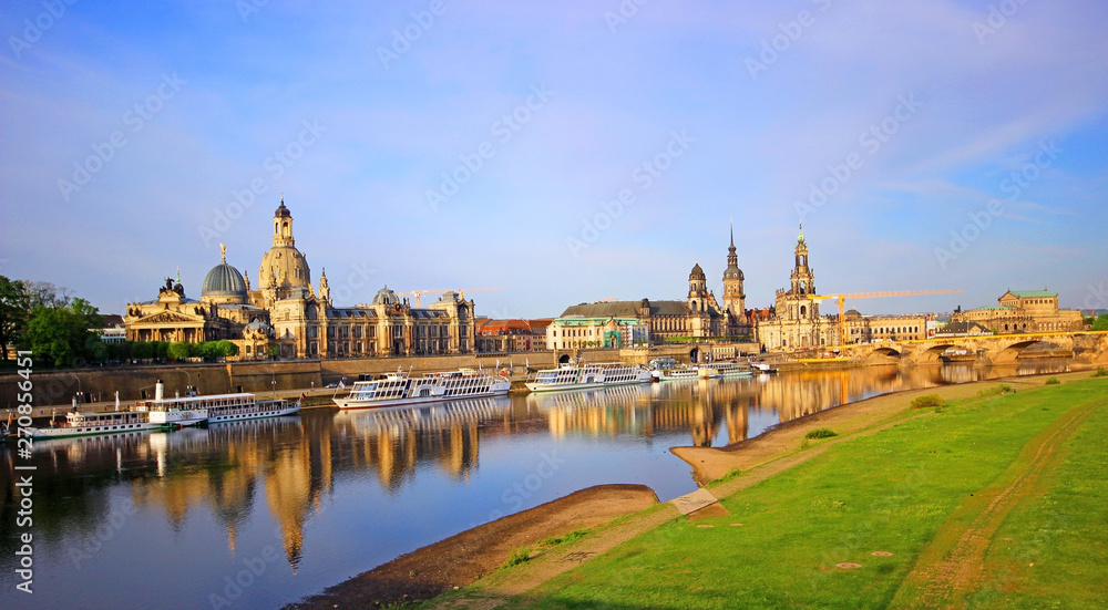 Old Town with Elbe river in Dresden, Saxony, Germany