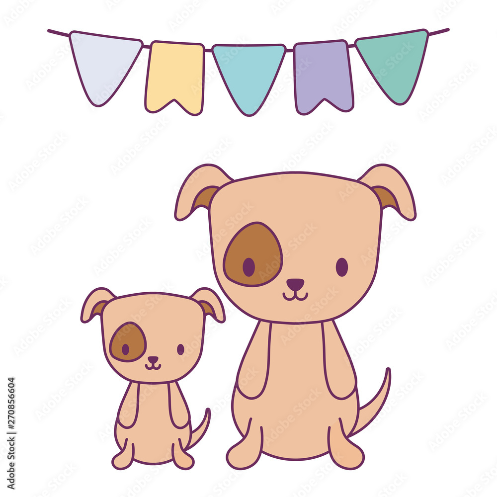 cute dogs animals with garlands party hanging cute dogs animals with garlands party hanging