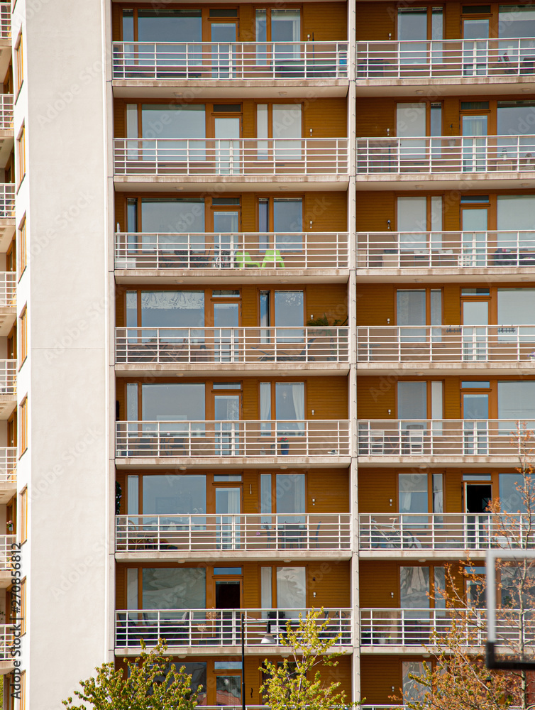 Balconys of a multi-storey apartment building. Balconys of a multi-storey apartment building.