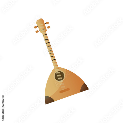 Russian wood musical instrument with four strings balalaika