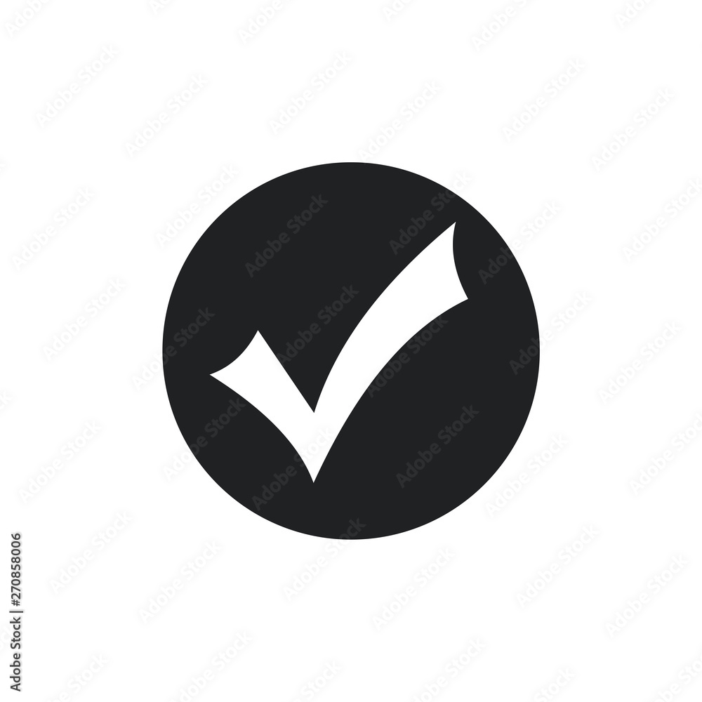 Black check mark icon. Flat icon checklist mark symbol vector illustration. Black check mark icon. Flat icon checklist mark symbol vector illustration.