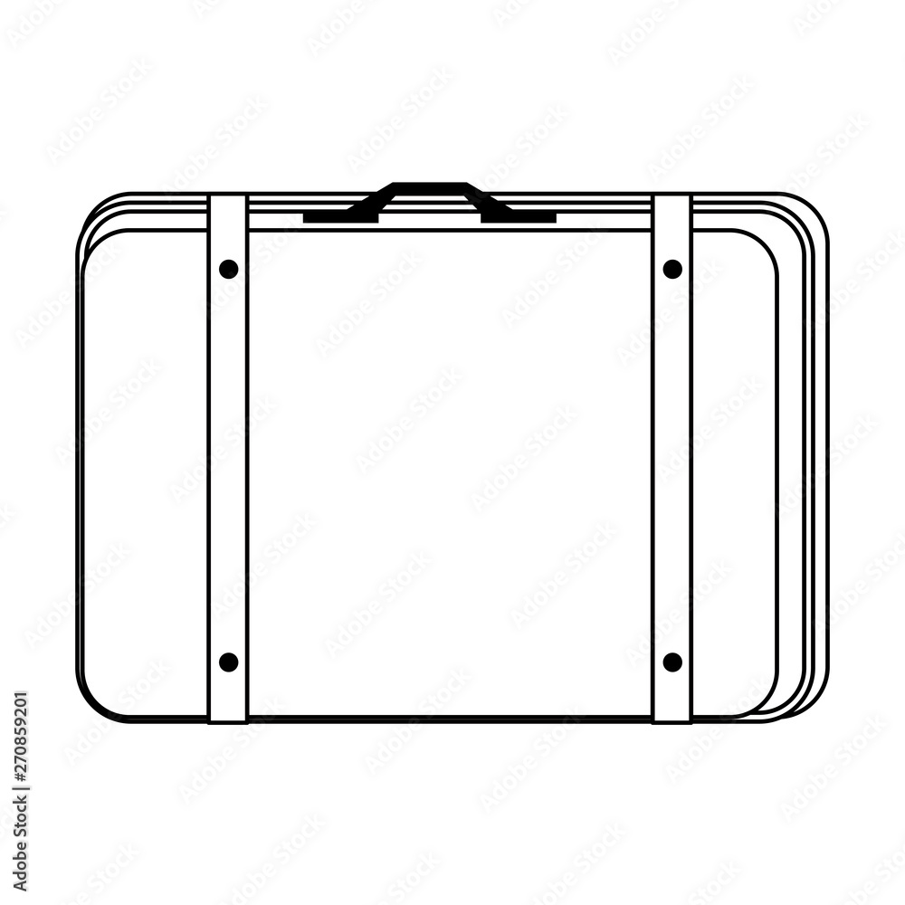 Travel suitcase symbol isolated cartoon in black and white
