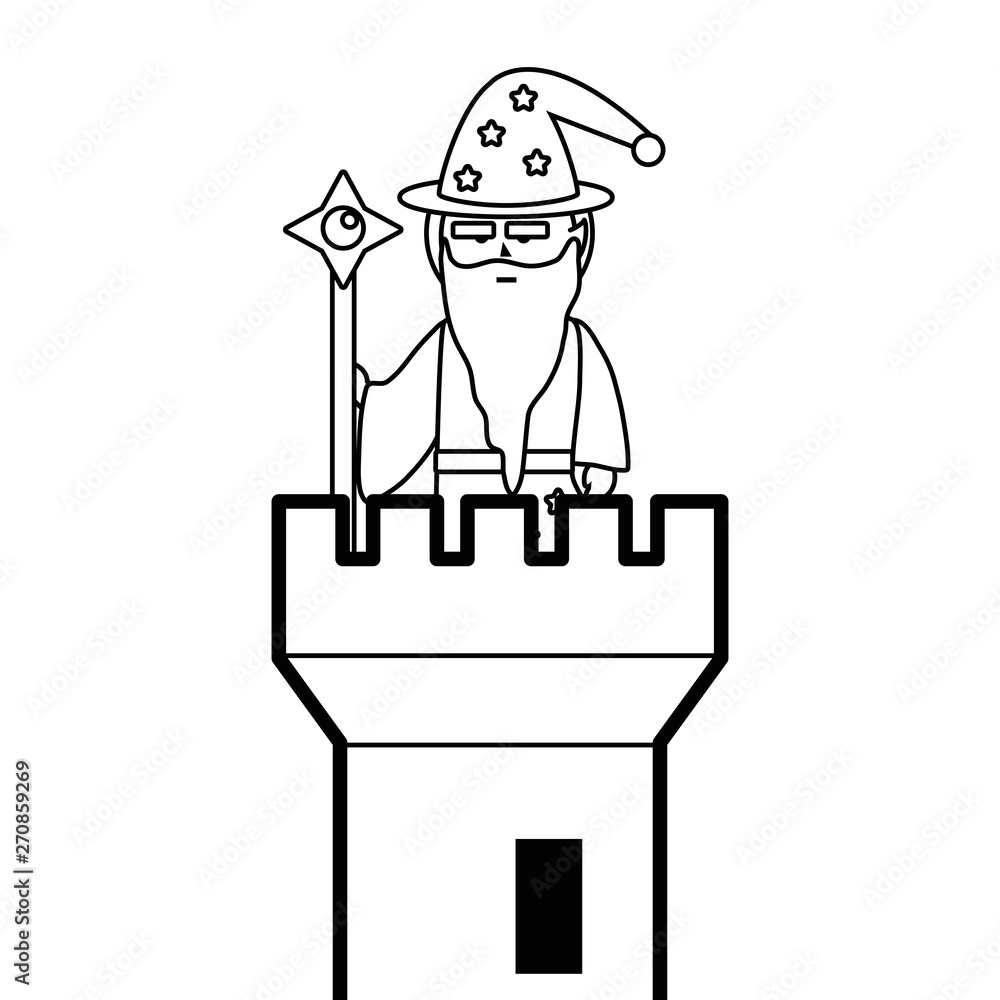 Castle tower and magician design vector illustration Castle tower and magician design vector illustration