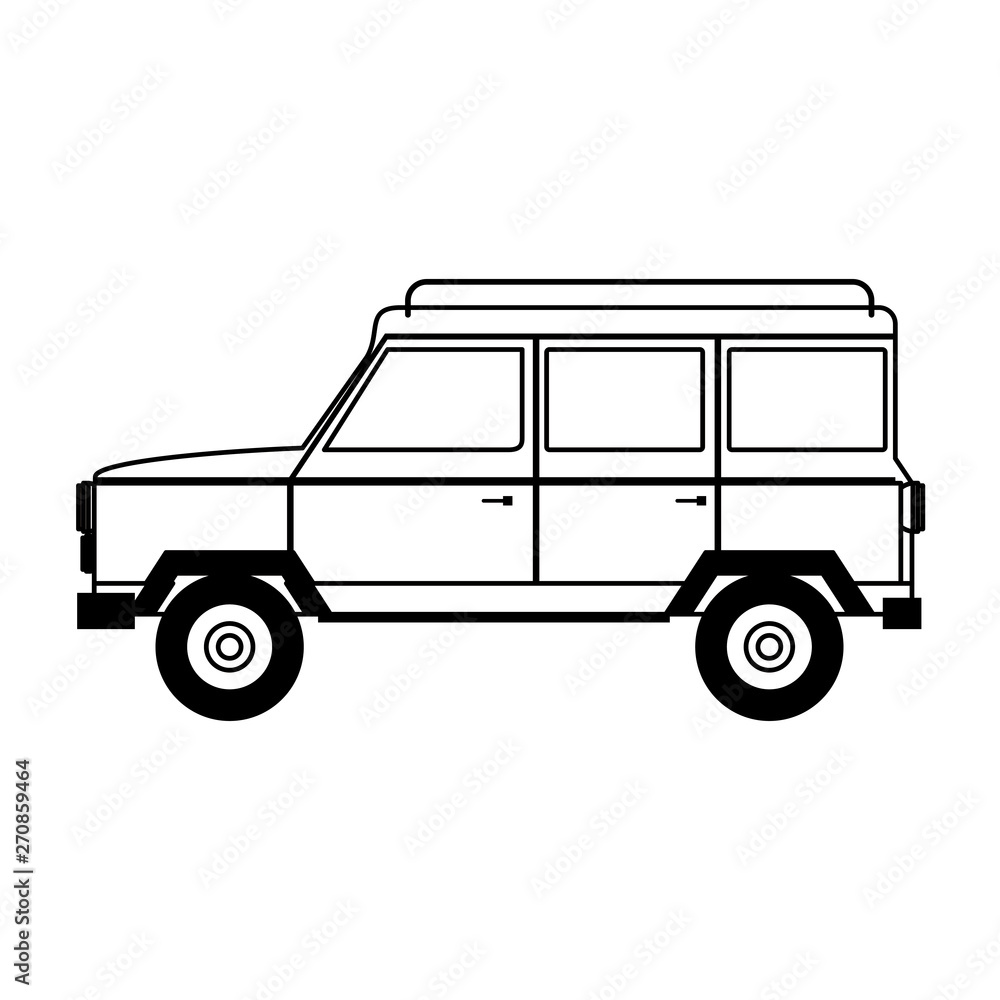 Obraz premium Vintage truck vehicle side view isolated in black and white