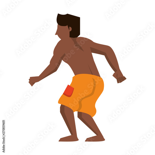 Young man with swim suit cartoon isolated