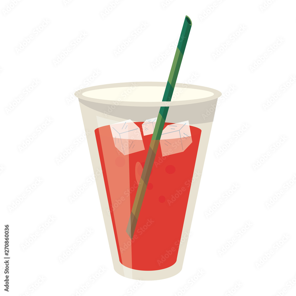 Juice cup with ice cubes and straw cartoon Juice cup with ice cubes and straw cartoon