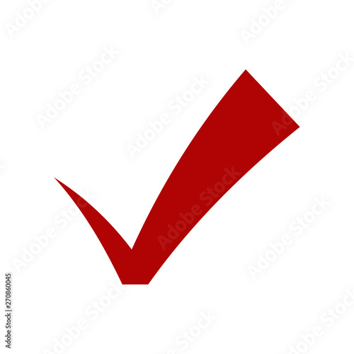 Red check mark icon. Flat icon checklist mark symbol vector illustration.