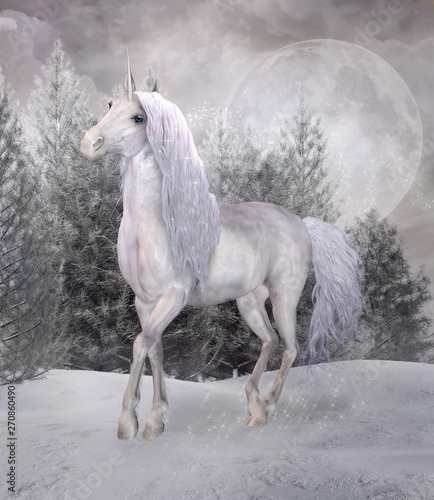 Dekoracja na wymiar  beautiful-unicorn-in-a-magic-winter-scenery