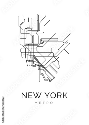 grafika-liniowa-new-york-metro-czarno-biala