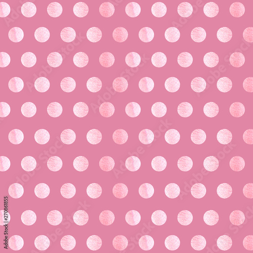 pink Background with watercolor Polka Dot pattern. Polka dot fabric. Retro pattern. Casual stylish white pink polka dot texture background.