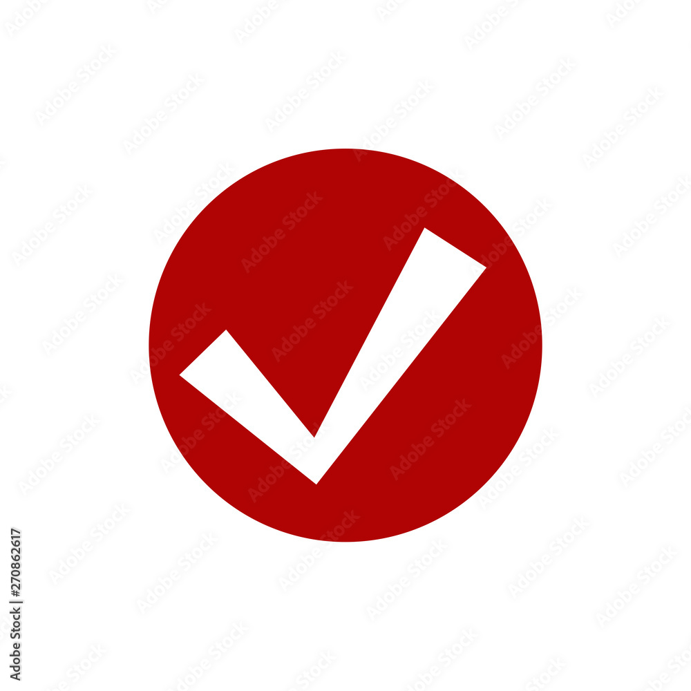 Red check mark icon. Flat icon checklist mark symbol vector illustration. Red check mark icon. Flat icon checklist mark symbol vector illustration.